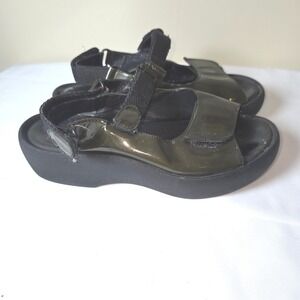 Wolky Olive Green Patent Leather Platform Walking Sandals EU 38 US 7-7.5 3204